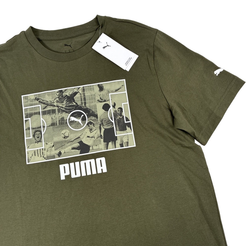 New Mens Puma Soccer‎ Photo Real Tee T-Shirt Size Medium NWT Dark Olive